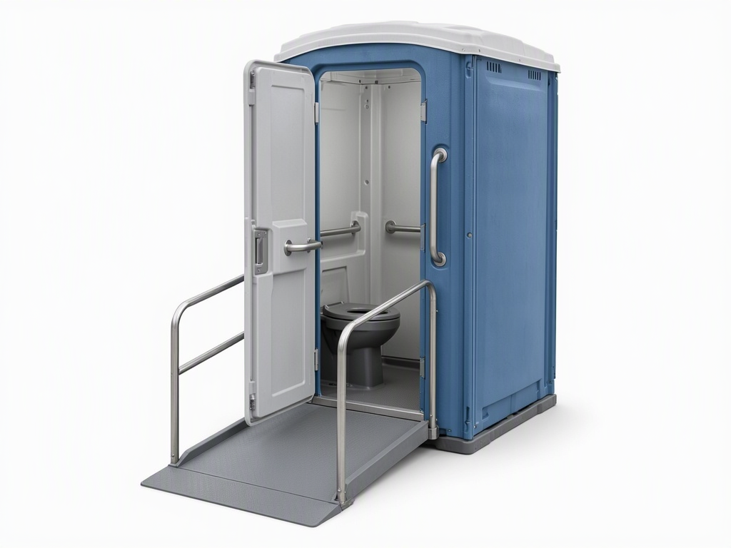 Accessible portable toilet with a ramp